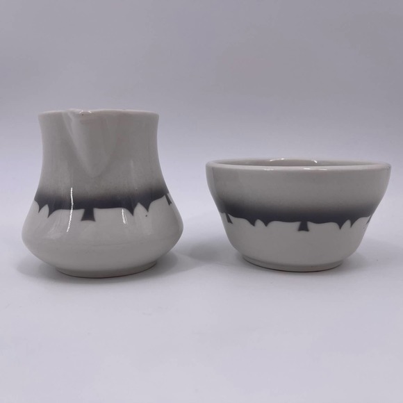 Jackson China Restaurant Ware Pitcher Open Top Bowl Set White Gray Findlay Ohio - Picture 2 of 7